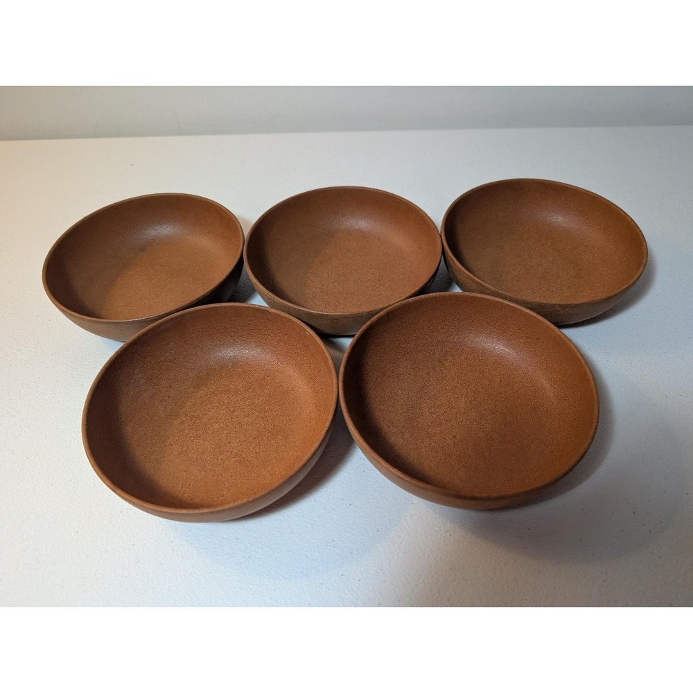 Vintage Ellingers Agatized Wood 5.75" Salad Bowls Set of 5 Sheboygan WI